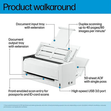 HP ScanJet Pro 4200 s1 Escáner con Alimentador Automático de 50 Hojas y Resolución 600x600 dpi