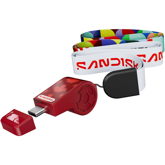SanDisk 128GB USB-C 3.2 Gen 1 Memoria Flash FIFA World Cup 300MB/s con Lanyard