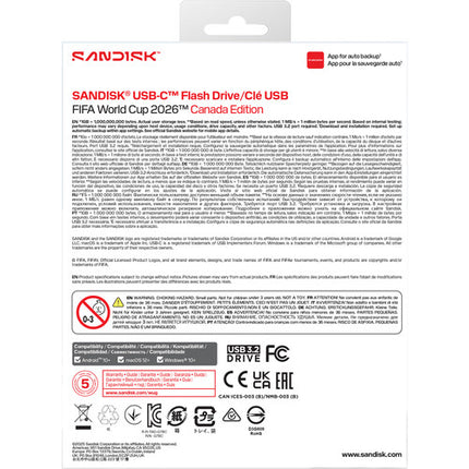 SanDisk 128GB USB-C 3.2 Gen 1 Memoria Flash FIFA World Cup 300MB/s con Lanyard