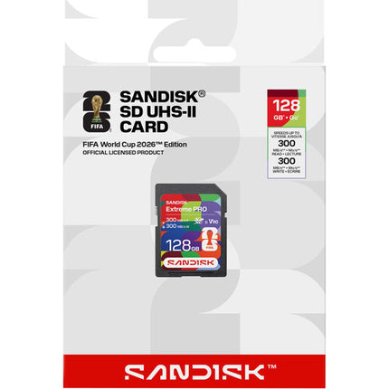 SanDisk 128GB Extreme PRO SDXC UHS-II 300MB s y 256GB CFexpress Type B 1700MB s FIFA World Cup 2026
