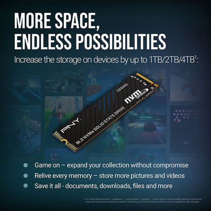 PNY 2TB CS3250 NVMe PCIe 5.0 M.2 SSD Interno 2280 14900MB/s Lectura