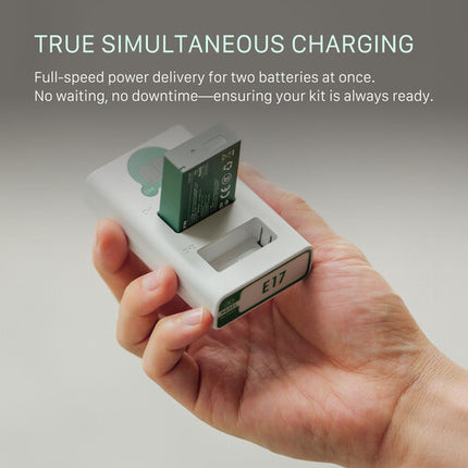 Tilta Cargador de Baterías LP-E17 Doble Canal Verde con USB-C