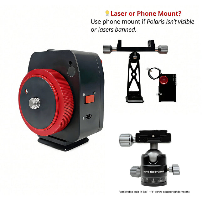 Move Shoot Move NOMAD Rastreador Estelar con Montura para Teléfono y Cabezal esférico