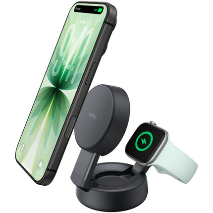 Belkin UltraCharge Pro Cargador Magnético Convertible 2 en 1 Qi2 25W con Adaptador 45W