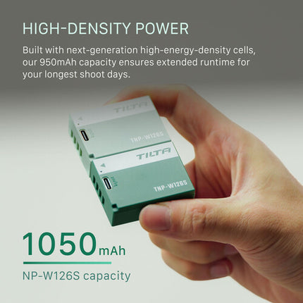 Batería Tilta NP-W126S para Fujifilm 1050mAh con entrada USB-C Verde Ash