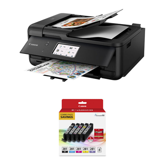Canon PIXMA TR8620a Impresora Multifunción Inalámbrica Velocidad 15 ipm Kit Tinta 5 Colores Papel Fotos 5x5''