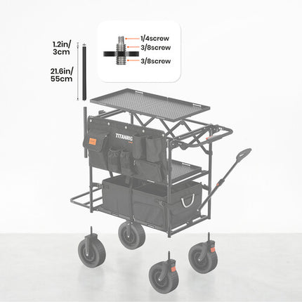 TARION Barra base para carrito Titanrig 43.2" compatible con brazos modulares 2 x 21.6"