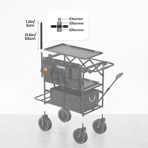 TARION Barra base para carrito Titanrig 43.2" compatible con brazos modulares 2 x 21.6"