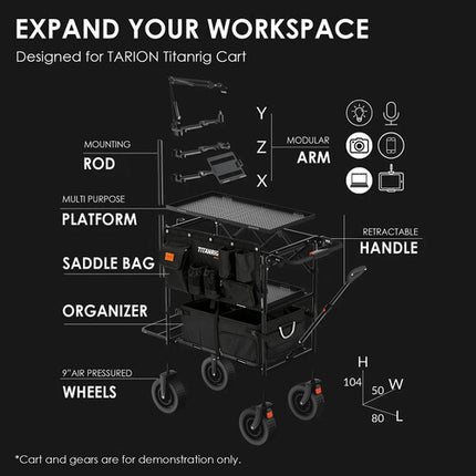 TARION Barra base para carrito Titanrig 43.2" compatible con brazos modulares 2 x 21.6"