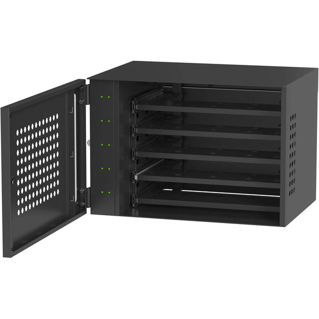 CTA Digital Locking Charging Cabinet para Carga Inalámbrica 10 Dispositivos 5 Estantes Deslizantes