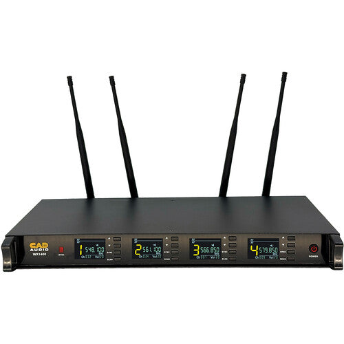 Sistema de micrófono inalámbrico CAD WX1400GN de 4 canales con alcance de 120 m y 50 frecuencias por canal