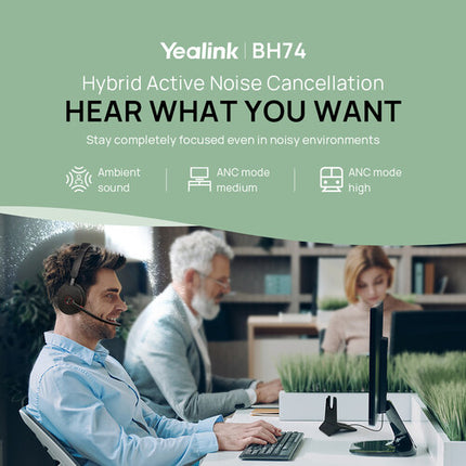 Yealink BH74 Auriculares Bluetooth Inalámbricos con ANC y 32H de Conversación