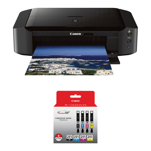 Canon PIXMA iP8720 Impresora Fotográfica Inalámbrica 9600x2400 dpi Tamaño 13x19  Kit de Tinta CLI-251 4 Colores