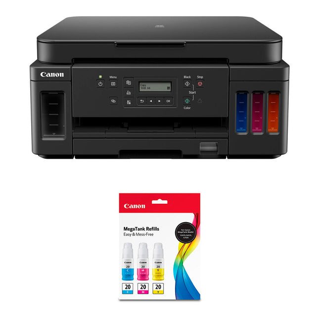 Canon PIXMA G6020 Impresora Multifuncional MegaTank Wireless 350 Hojas Kit Tinta GI-20