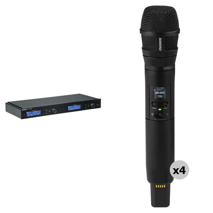 Shure SLXD4Q+ Receptor Inalámbrico Digital Quad con Cuatro Micrófonos SLXD2+ Nexadyne 8/C 138 MHz Tuning Range 330 Pies Alcance
