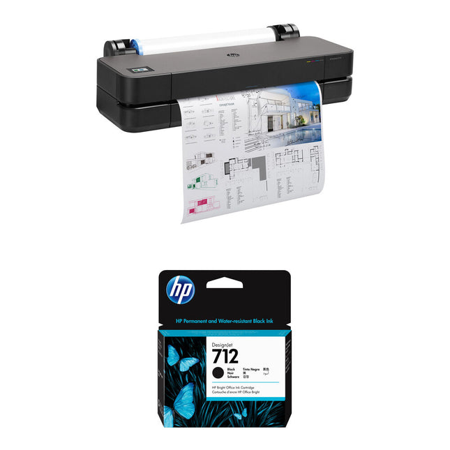 HP DesignJet T210 Plotter de Gran Formato 24" WiFi 2400x1200 dpi con Tinta Negra 80mL