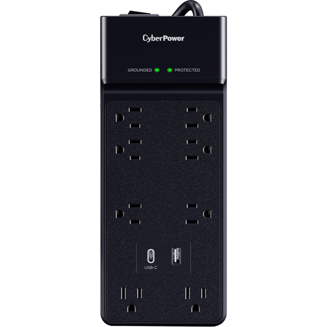 CyberPower Essential Series Protector contra sobretensiones 8 tomas 2400 julios USB 6 pies negro