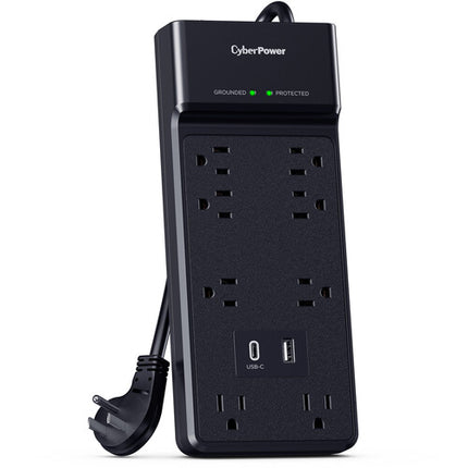 CyberPower Essential Series Protector contra sobretensiones 8 tomas 2400 julios USB 6 pies negro