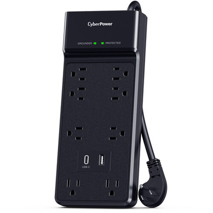 CyberPower Essential Series Protector contra sobretensiones 8 tomas 2400 julios USB 6 pies negro