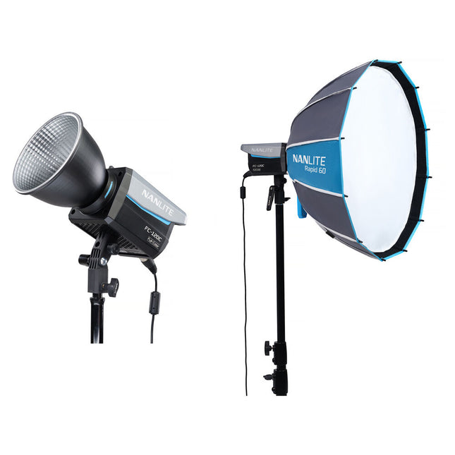 Nanlite FC120C RGB LED Foco Luz 12850 Lux 2700-7500K Kit Softbox 60 Rapid