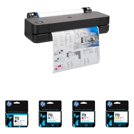HP DesignJet T210 24" Plotter Gran Formato Inalámbrico Resolución 2400x1200dpi Velocidad 45s Kit 4 Tintas 712
