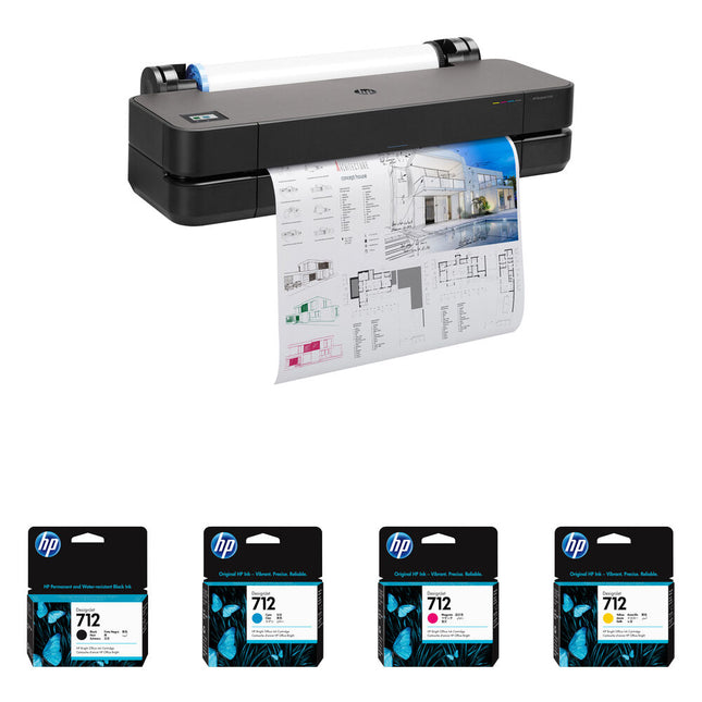 HP DesignJet T210 24" Plotter Gran Formato Inalámbrico Resolución 2400x1200dpi Velocidad 45s Kit 4 Tintas 712
