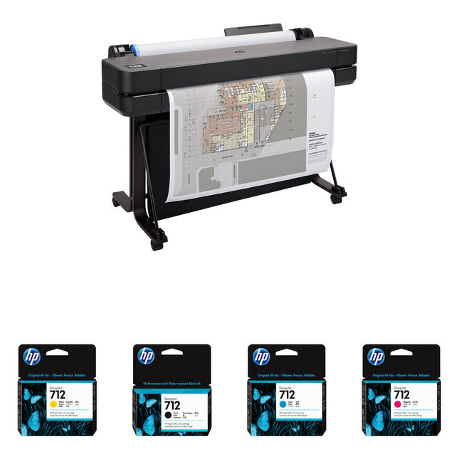 HP DesignJet T630 Impresora Gran Formato 36" Resolución 2400x1200 dpi Kit 4 Cartuchos 712