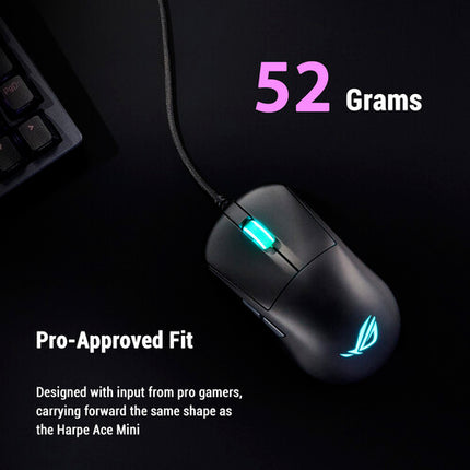 ASUS Republic of Gamers Harpe Mini Core Ratón Gaming con sensor óptico 12000 dpi y 5 botones programables