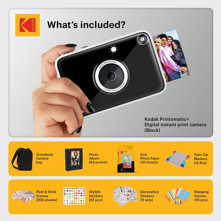 Kodak PRINTOMATIC+ Cámara Digital Instantánea 10MP y Papel ZINK 20 Hojas