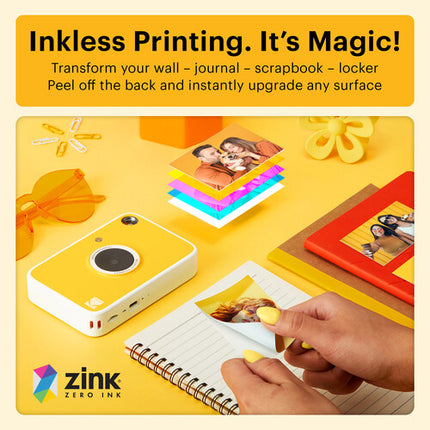 Kodak PRINTOMATIC+ Cámara Instantánea Digital 10MP con Papel ZINK 20 Hojas y Estuche Amarilla