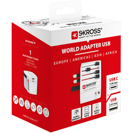 SKROSS Micro AC Adaptador de Corriente Universal 250W 625W con Enchufes Deslizantes