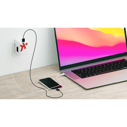 Adaptador de corriente mundial SKROSS 2 puertos 65W con cable USB-C