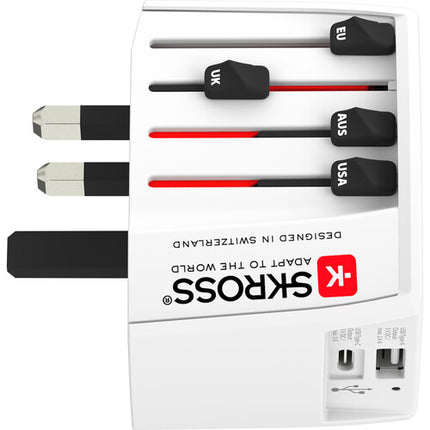 SKROSS MUV Adaptador de Corriente Universal con USB 15W USB-C y 12W USB-A