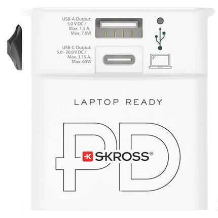 SKROSS MUV Adaptador de Corriente Universal con USB 15W USB-C y 12W USB-A