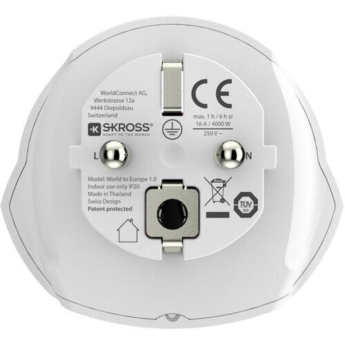 SKROSS World to Europe Adaptador de Corriente Tipo E/F 1600W 16A