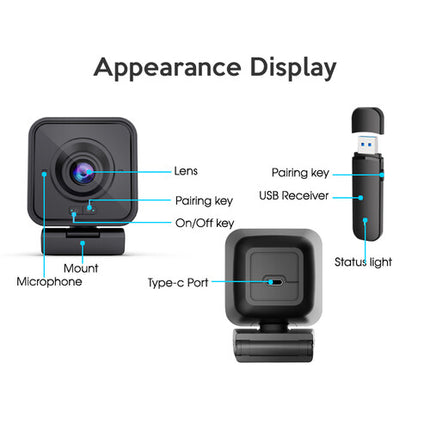 Moertek MW832T Webcam Inalámbrica 2MP Full HD 1080p 86° Ángulo