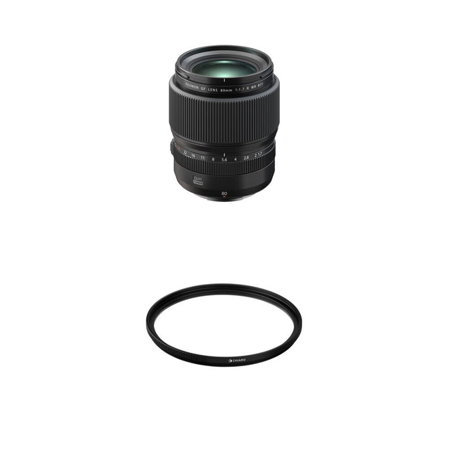 Objetivo FUJIFILM GF 80mm f1.7 R WR con filtro 77mm kit resistente al clima