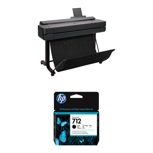 HP DesignJet T650 36 pulgadas Impresora Plotter Gran Formato Inalámbrica Resolución 2400x1200 dpi Kit Tinta Negra Alta Capacidad 80ml