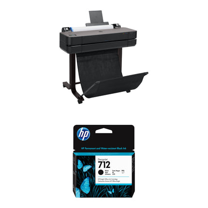 HP DesignJet T630 Plotter de Gran Formato 24" 2400x1200 dpi Kit de Tinta Negra 80mL
