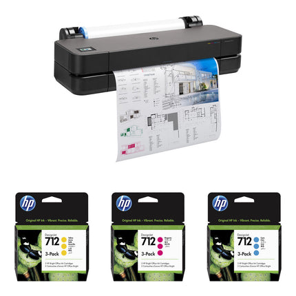 HP DesignJet T210 24 Pulgadas Plotter Impresora Formato Grande Resolución 2400x1200 dpi Velocidad 45 Segundos Kit Tinta Capacidad Estándar