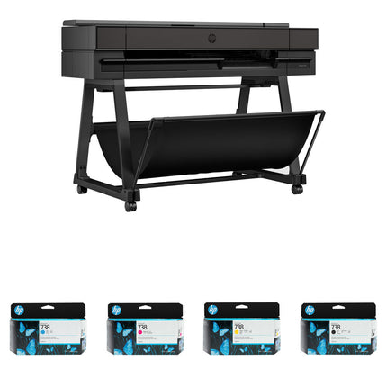 HP DesignJet T850 36" Impresora Gran Formato Plotter Wireless 2400x1200 dpi Velocidad 25s Kit Tinta 130ml