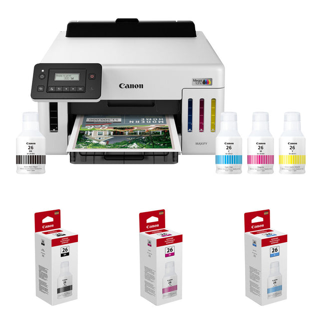 Impresora de inyección de tinta Canon MegaTank GX5120 con 3 botellas GI-26 impresión dúplex y 350 hojas