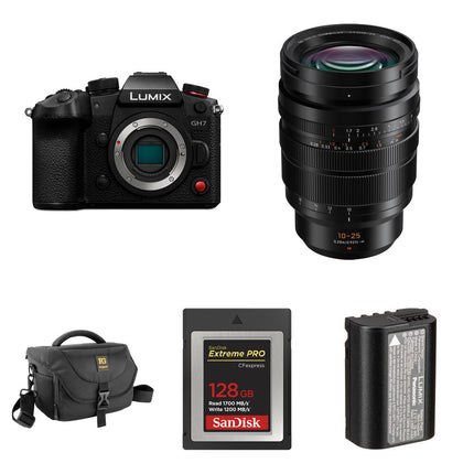 Panasonic LUMIX GH7 Cámara Sin Espejo 25.2MP 10-25mm f1.7 Kit Essentials+