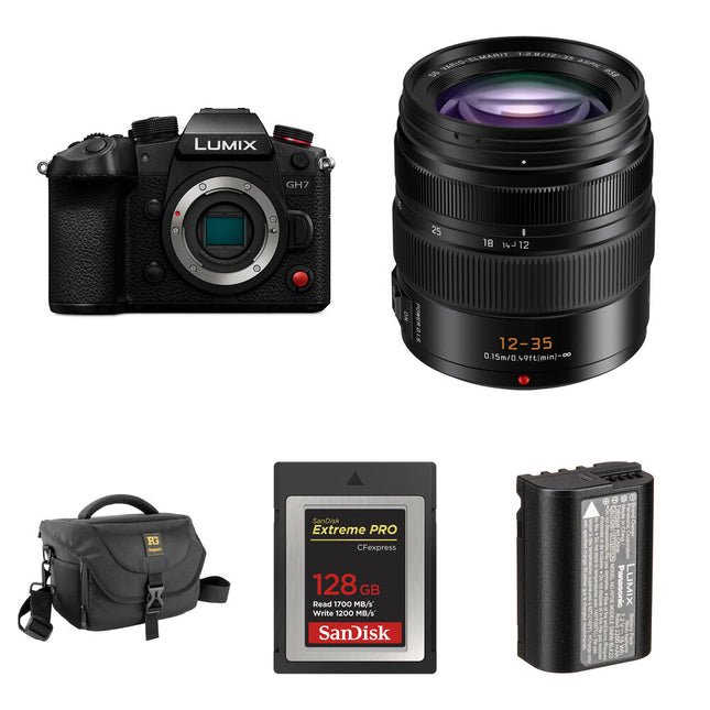 Panasonic LUMIX GH7 Cámara sin Espejo 25.2MP 4K60 128GB Kit Essentials
