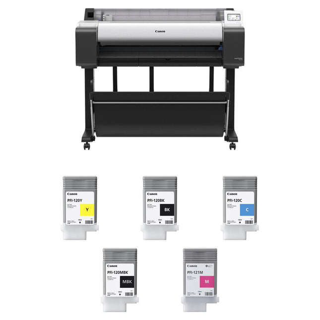 Canon imagePROGRAF TM-350 Impresora Gran Formato 36" 2400x1200 dpi con Kit de Tintas PFI-121M y PFI-120