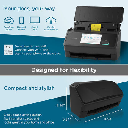 Ricoh ScanSnap iX2500 Escáner de Documentos 600 dpi 45 ppm Wi-Fi 6 Negro