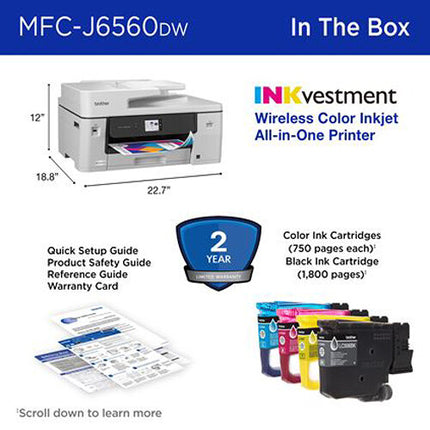 Brother MFC-J6560DW INKvestment Impresora Multifunción Color 31 ppm Dúplex y Wi-Fi