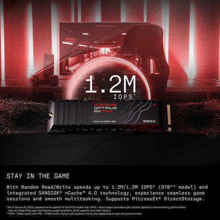 SanDisk 4TB Optimus GX PRO 850X SSD Interno M.2 PCIe 4.0 7300 MB/s Lectura 6600 MB/s Escritura
