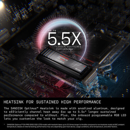 SanDisk 4TB Optimus GX PRO 8100 SSD Interno M.2 PCIe 5.0 con Disipador y Lectura 14900 MB/s