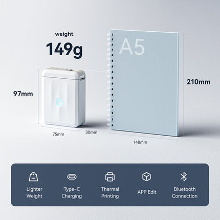NIIMBOT D110M Impresora Térmica Portátil 203 dpi 1500 mAh Blanco